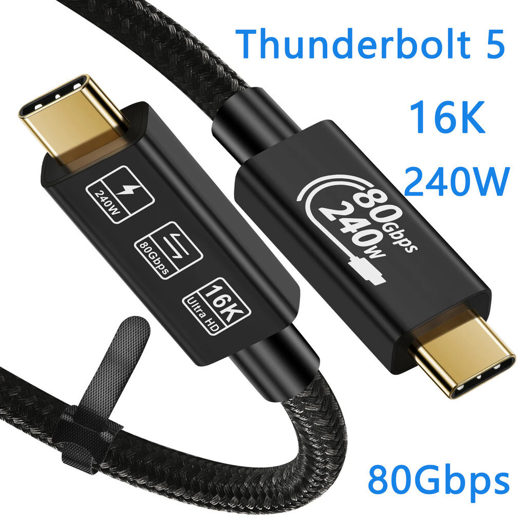 EUDOBEL 80Gbps USB C Kabel Thunderbolt 5 2m, 120Gbps video bandbreedte, PD 3.1 240W, Video 16K@30Hz 8K@60Hz, 12-bit kleurdiepte Compatibel met MackBook Pro 16 M4 Pro/M4 Max, Thunderbolt 4, laptop