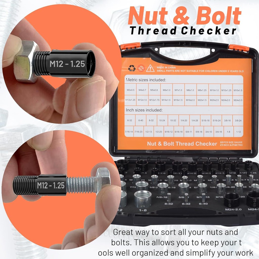 Professional Nuts และ Bolts Thread Checker แบบพกพานิ้วหรือ Metricand ...