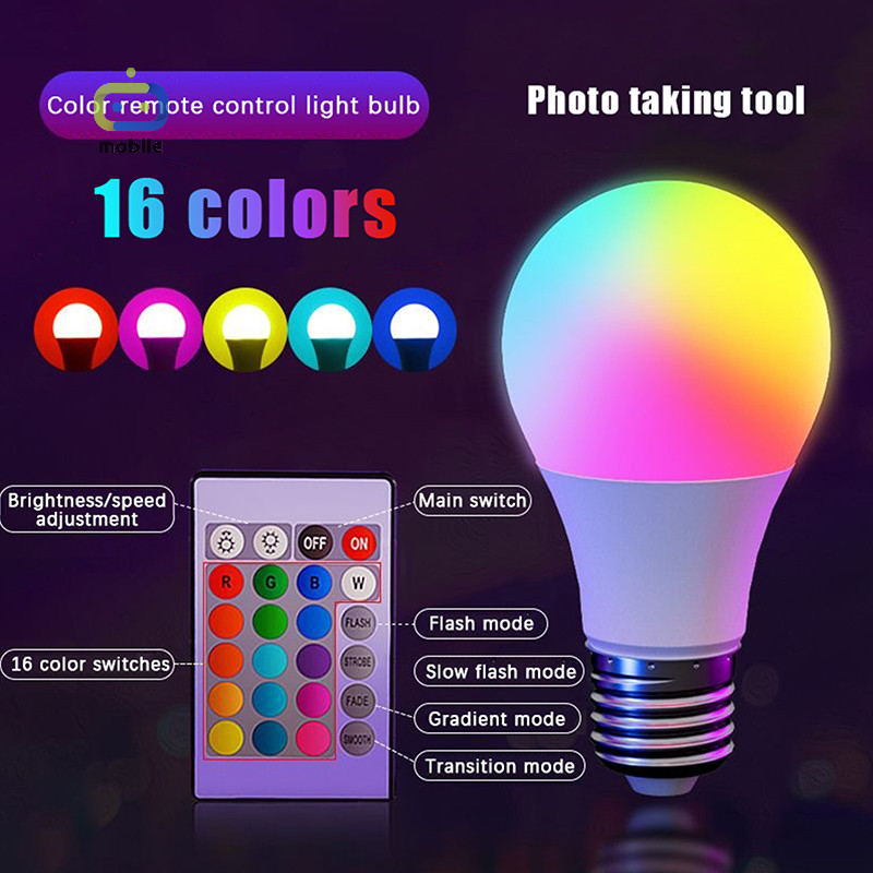 [maygood] หลอดไฟ RGB 16 สี LED หลอดไฟหลากสี E27 ฐาน 220V ไฟในครัวเรือน ...