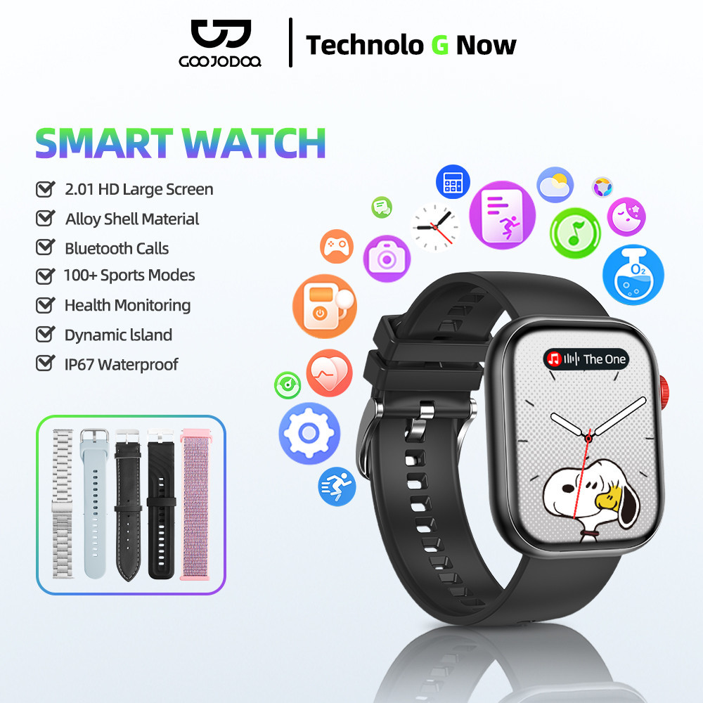 GOOJODOQ IP67 Smart Watch 5 strap Waterproof Bluetooth Call Health ...