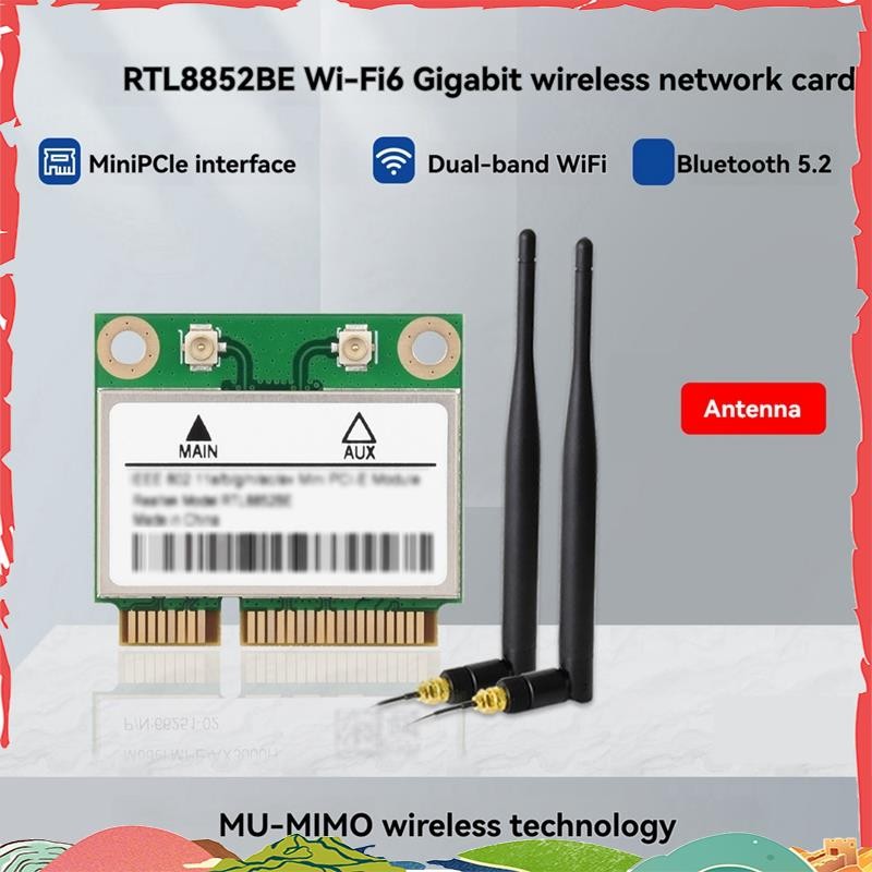 RTL8852BE Wifi 6 ไร้สาย NIC Gigabit Dual-Band อะแดปเตอร์เครือข่ายไร้สาย ...
