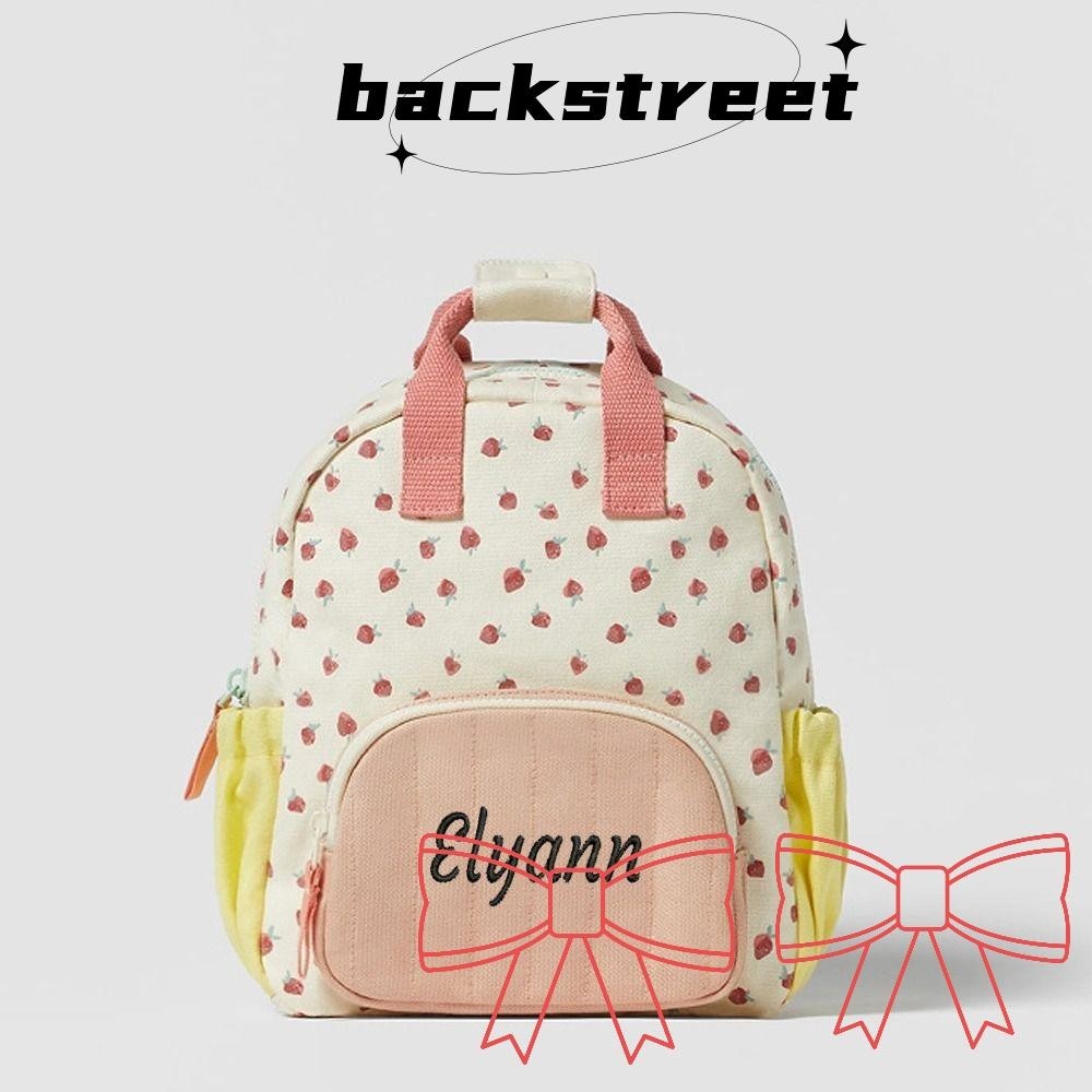 Backstage Strawberry Kid Backpack, Canvas Dopamine ส่วนบุคคลปักกระเป๋า ...