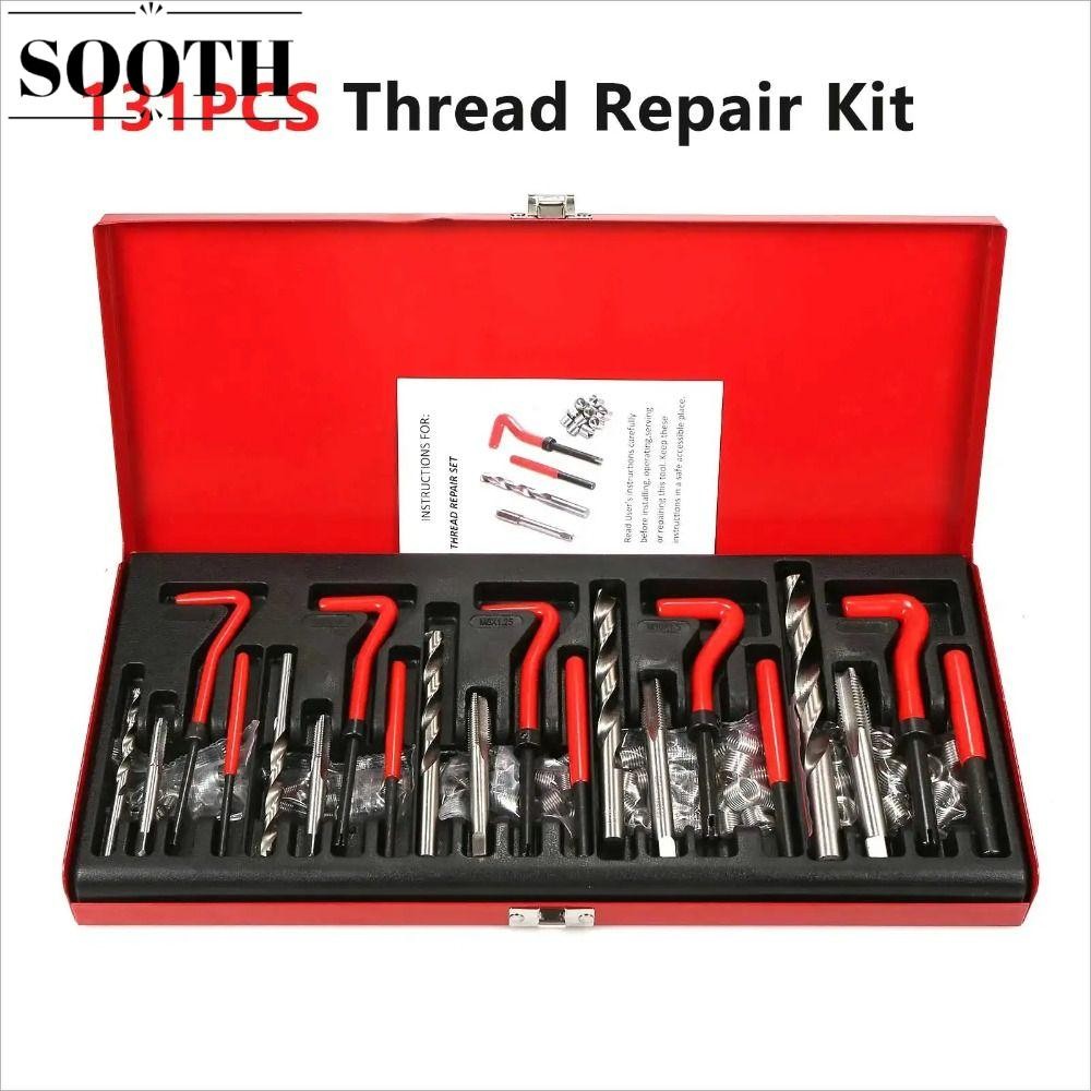 SOOTH 131 ชิ้นเครื่องมือซ่อมด้าย,โค้งจับสกรูกระทู้แทรกชุดซ่อมด้าย,ทนทาน ...
