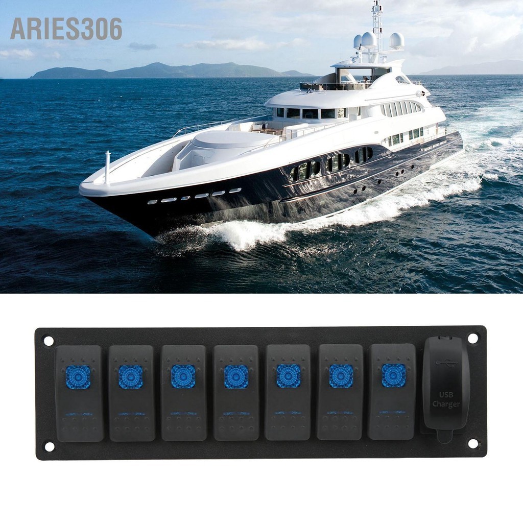 Aries306 7 Gang Rocker Switch Panel IP66 กันน้ำ Marine Toggle พร้อม ...