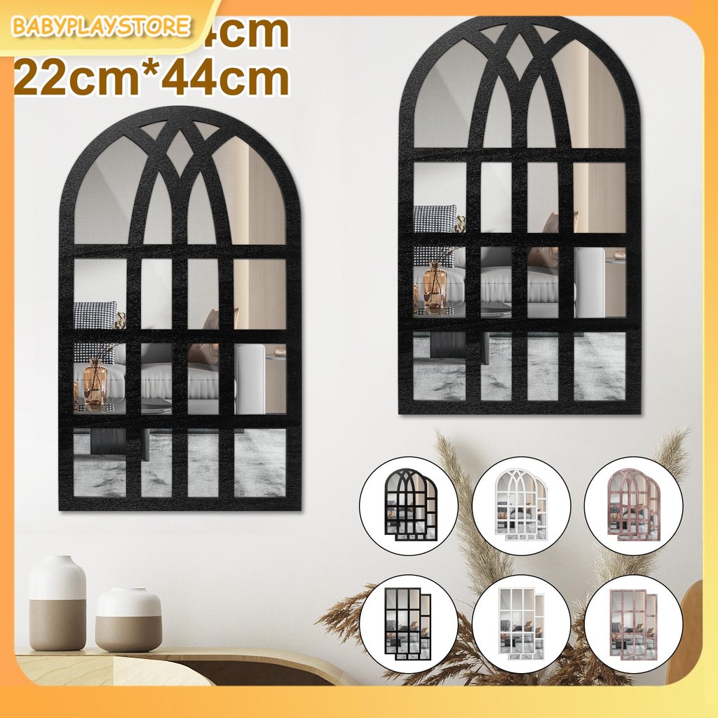 2 ชิ้น Arched กระจกหน้าต่าง Retro Entry Wall กระจกรูปลอกอะคริลิค ...