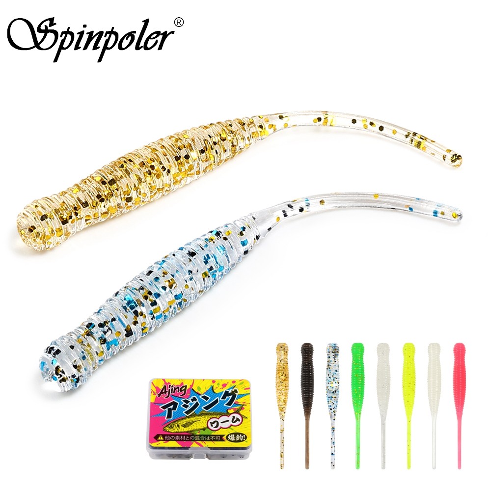 Spinpoler Pintail หนอน Micro TPR เหยื่ออ่อน Ajing ตกปลา Lure Luminous ...