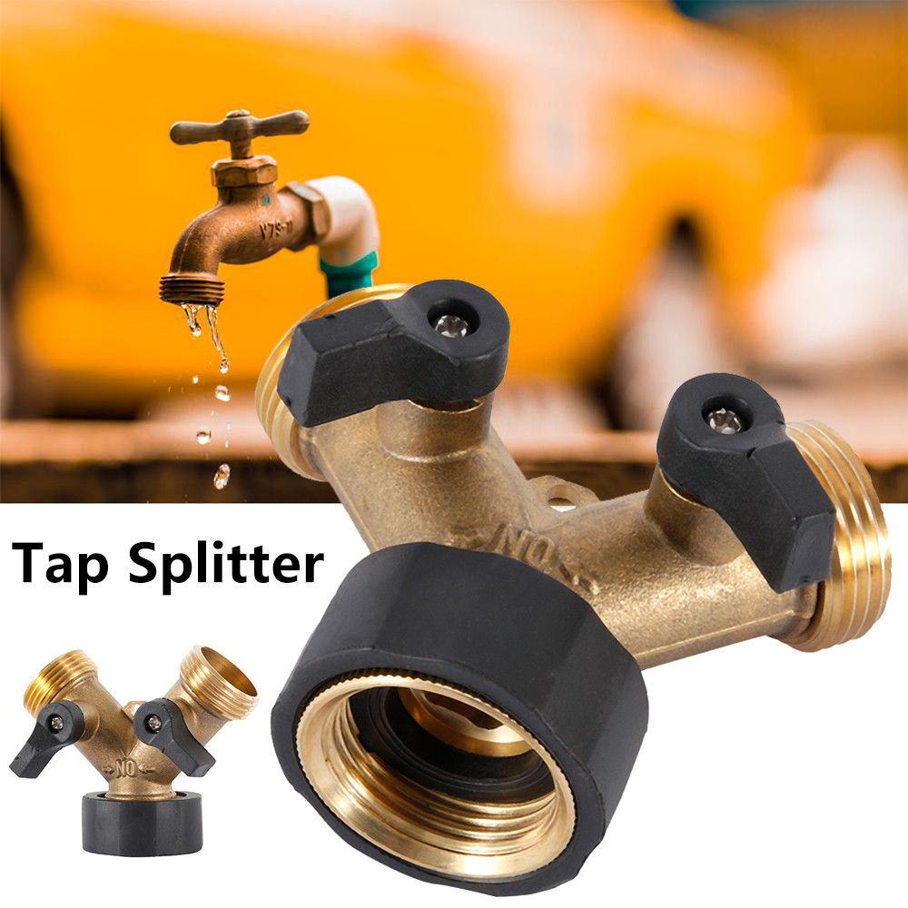 Garden Hose Splitter 2 Way Garden Water Distributor Solid Brass Y Valve ...