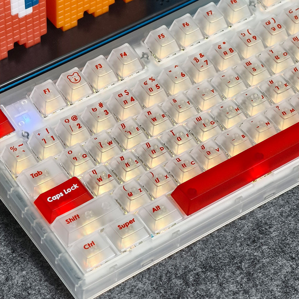 Pac-Man Keycaps โปรไฟล์เชอร์รี่ 130 คีย์ PC กระบวนการ UV ระบบส่งแสง ...