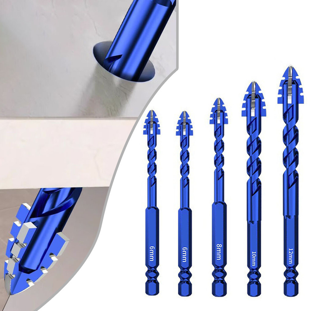 5pcs Four-Flute Eccentric Drill Drilling Glass Tile Punching Triangle ...