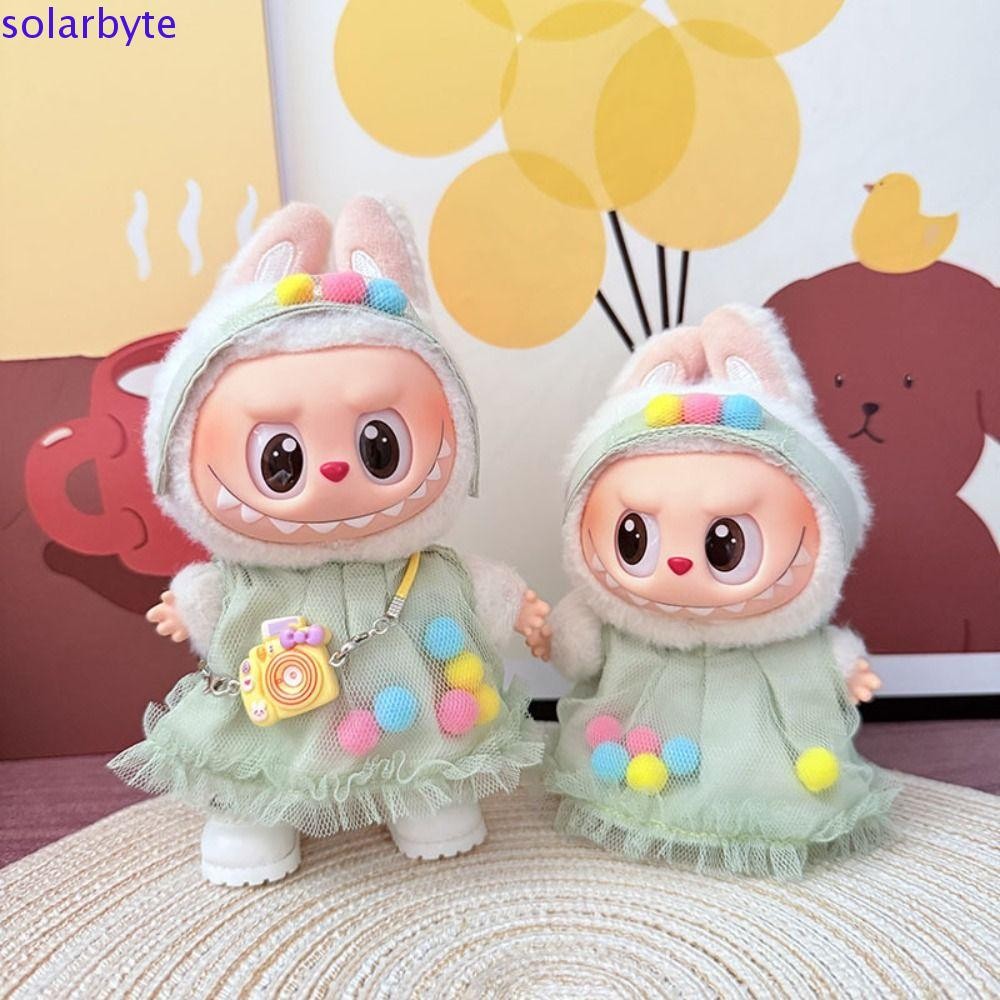 SOLARBYTE Labubu ตุ๊กตา,สีเขียวตาข่าย Points Ball นั่ง Labubu Time ผ้า ...