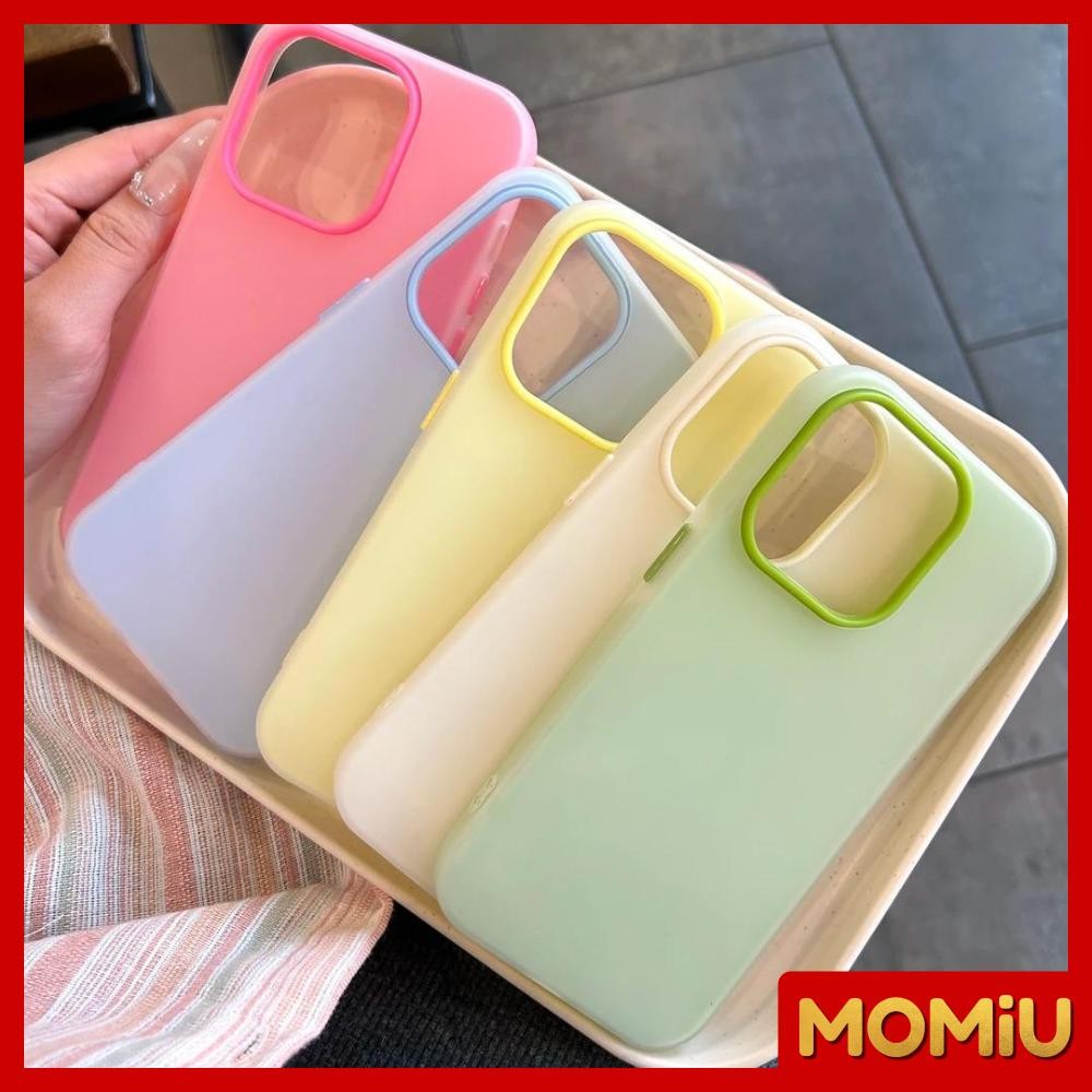 MOMiU - ฟรอสต์แมทท์ 2-in-1 สีแคนดี้ เข้ากันได้สำหรับ เคสไอโฟน11 เคส iphone 16 Pro Max 7Plus XR 12 13 14 15 สีชมพูสวยงาม - 3
