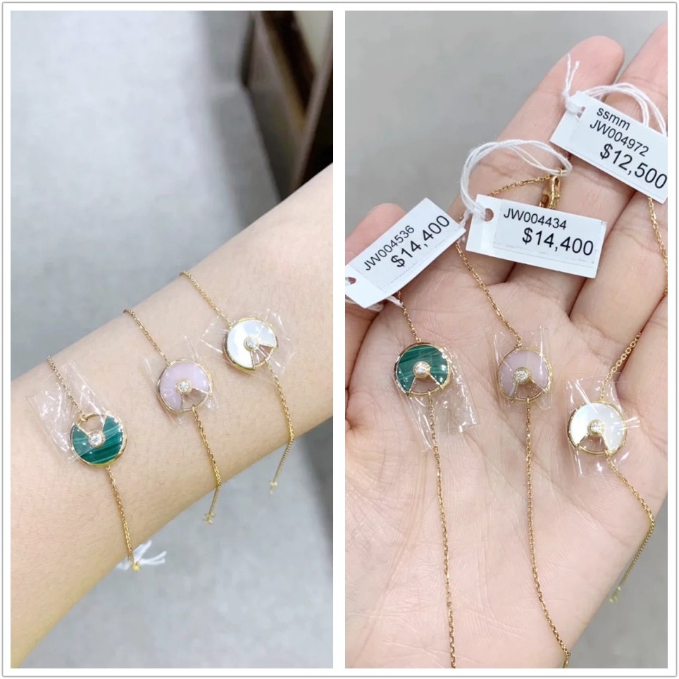 ของแท้ Cartier/Cartier Charm Bracelet 18K Rose Gold Carnelian White