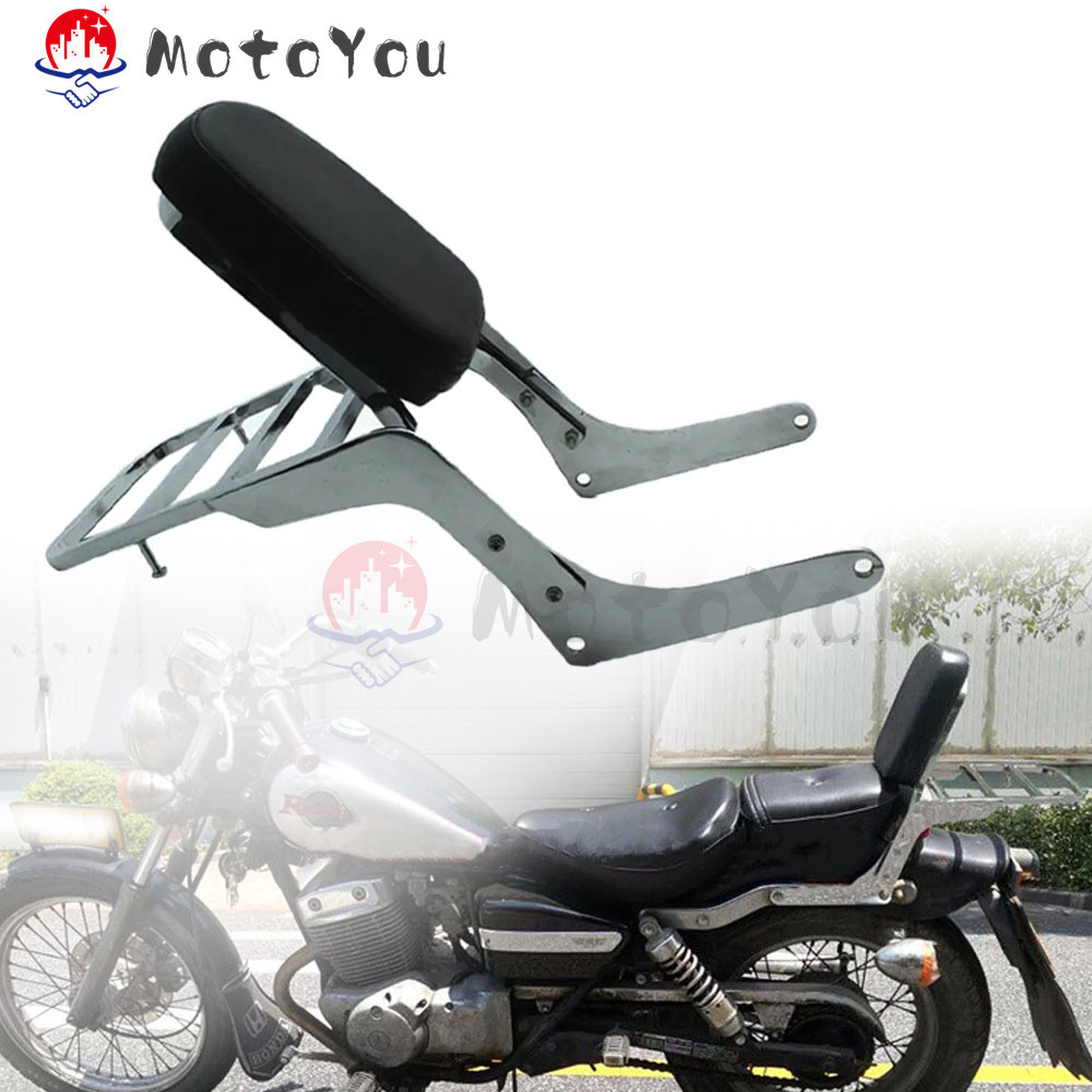 Motaux Sissy Bar Passenger Backrest For Honda Rebel 250 (CA250/CMX250) - Black Steel With Synthetic Leather Pad - View #6