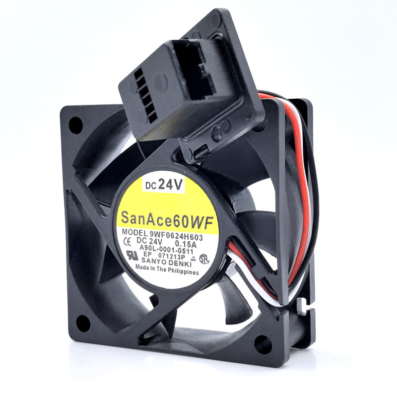 Mzcogo 24V Cooling Fan 6CM – 3-Pin A90L-0001-0508 Replacement For SANYO 9WF0624H4D03
