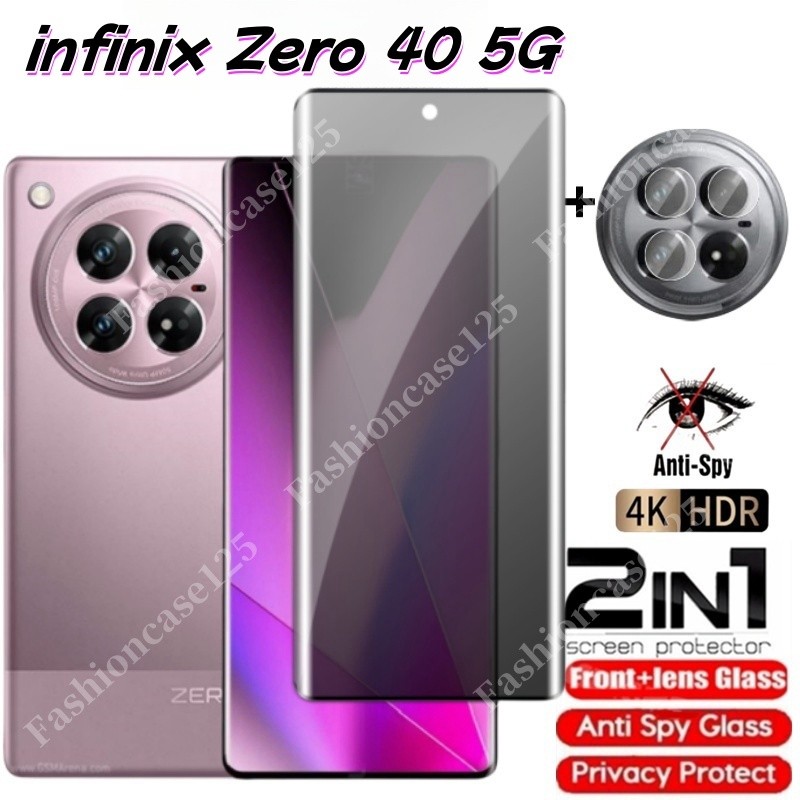 2in1 Infinix Zero 40 5G 2024 โค้งส่วนตัวกระจกนิรภัย Anti-Spy คลุม ...