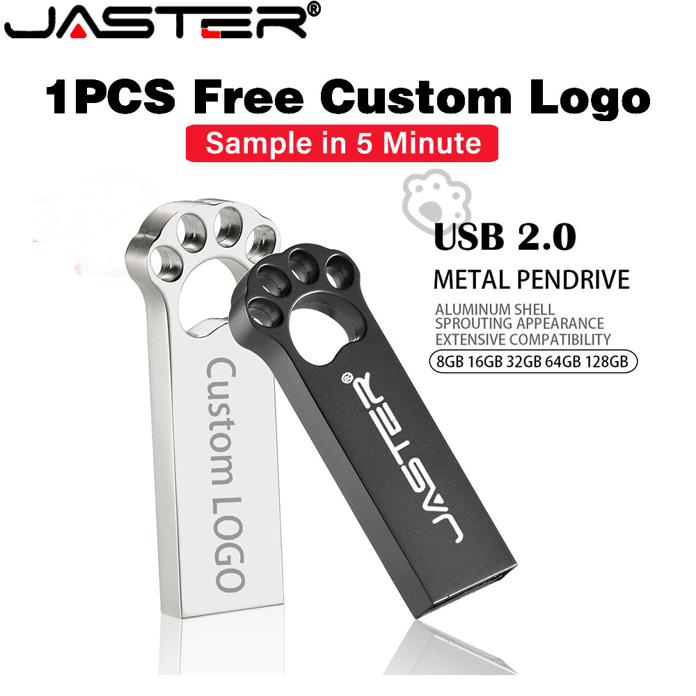 JASTER โลหะ USB แฟลชไดรฟ์ 128GB หมี Paw รุ่น USB 2.0 Memory Stick 64GB ...
