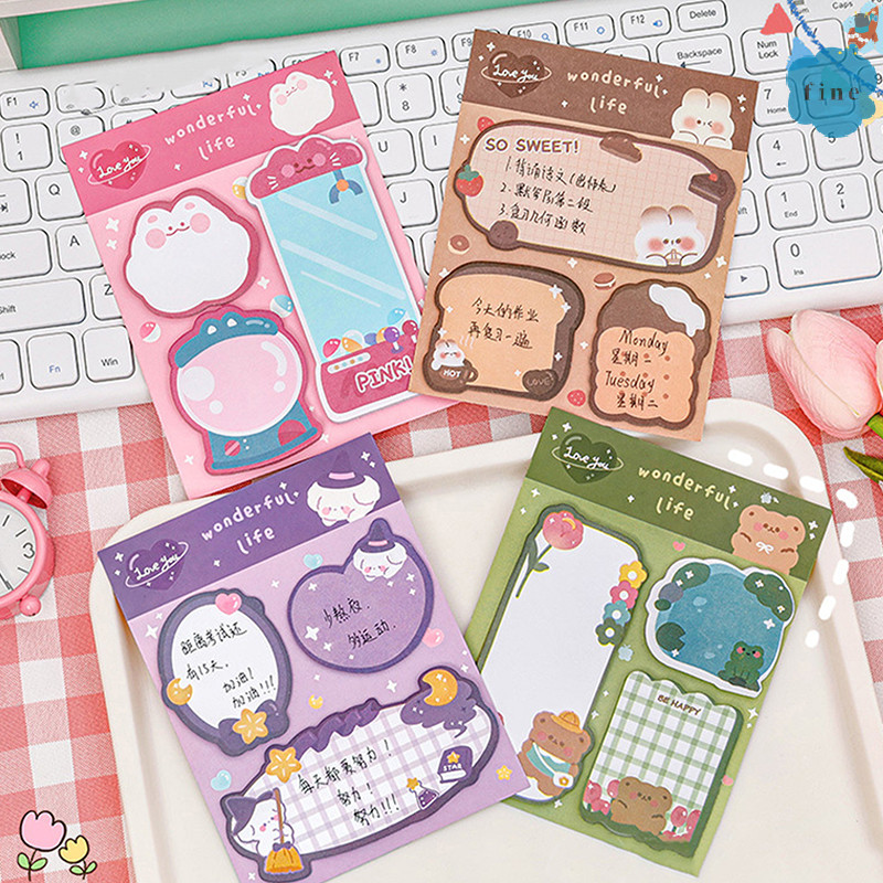 [FI] 60 แผ่น Sticky Notes การ์ตูนที่มีสีสัน Memo Pad เครื่องเขียนน่ารัก ...