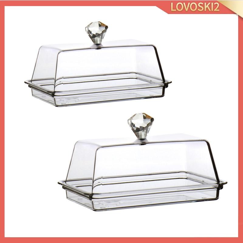 [Lovoski2] Clear Cheese Server Storage Keeper Tray with Cover Butter ...