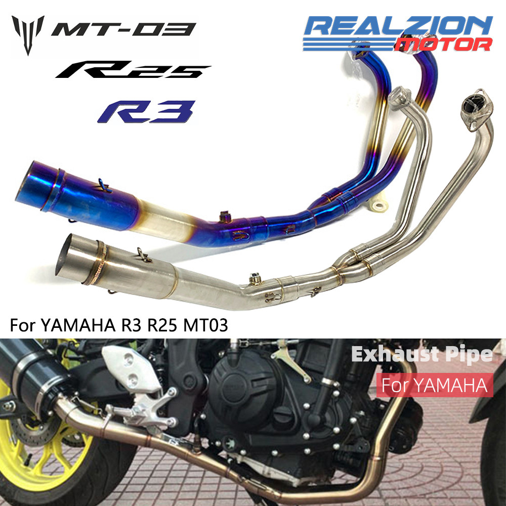 R3 R25 MT03 รถจักรยานยนต์ท่อไอเสียท่อไอเสียกลาง Silp บนท่อด้านหน้าท่อ ...
