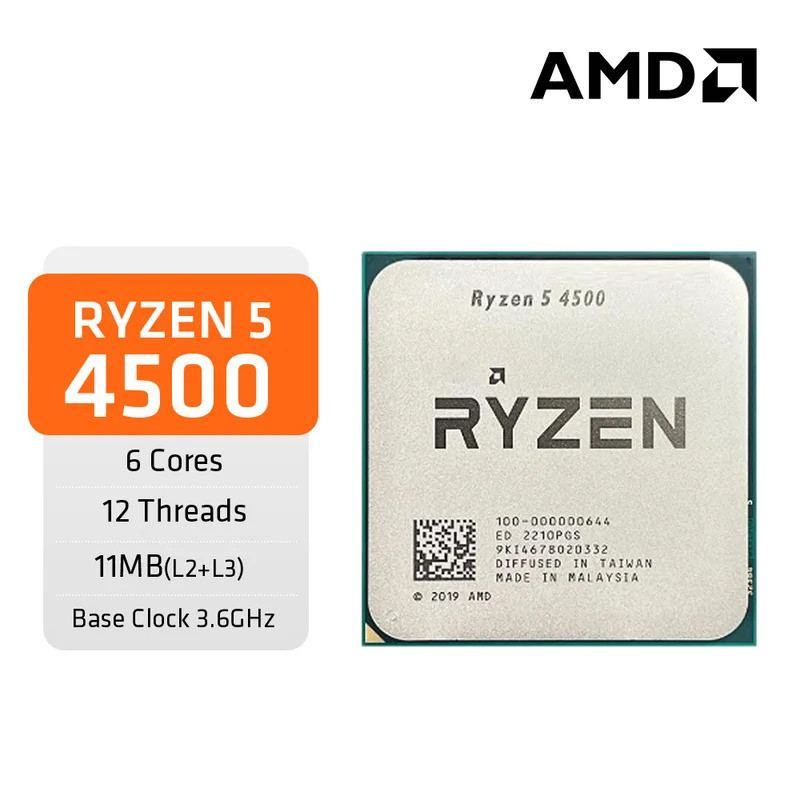 ใช้ AMD Ryzen 5 4500 CPU 3.6 GHz 6-Core 12-Thread 7NM L3=8M 100 ...