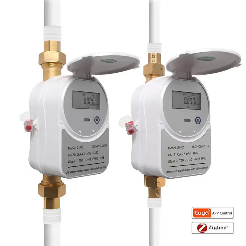 Tuya Zigbee Smart Valve Ultrasonic Water Meter with LCD Display Water ...