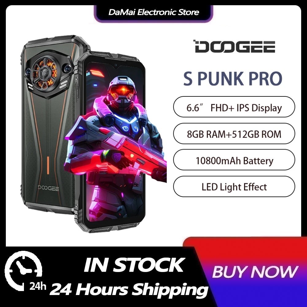 DOOGEE S Punk Pro โทรศัพท์ที่ทนทานไฟ LED 8GB RAM 512GB ROM 10800mAh ...