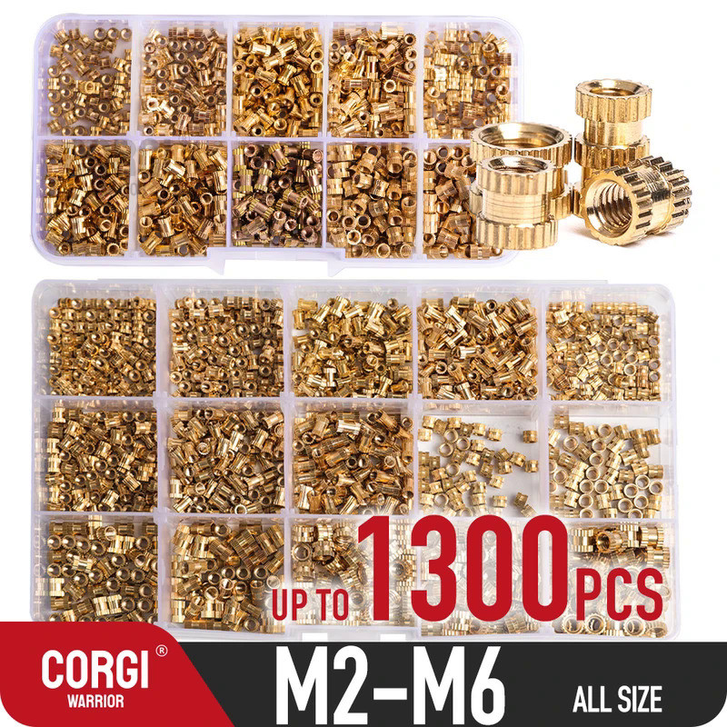 380pcs Thread Inserts M2 M2.5 M3 M4 M5 M6 Metric Female Thread Brass - View #2