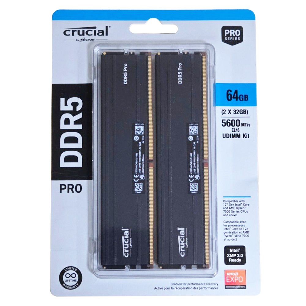 Crucial PRO メモリ 64GB 32GB✕2枚 DDR5 5600 Crucial Pro DDR5-5600 64GB 32GB×2枚組 メモリ メモリー Crucial DDR5