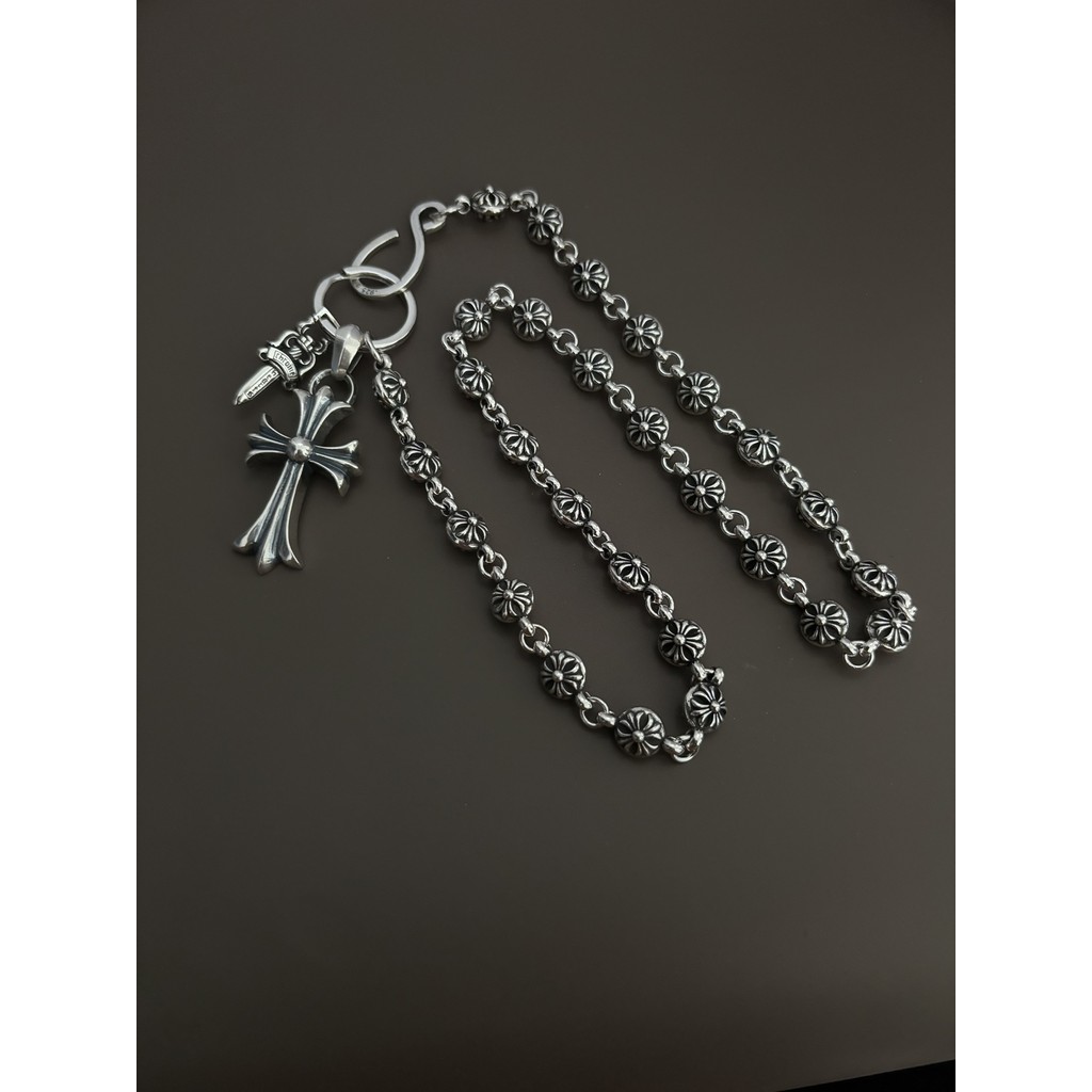 CH เงิน 925 สแควร์ Cross ดอกไม้เอว Chain Justice Cross กระเป๋า Retro ...