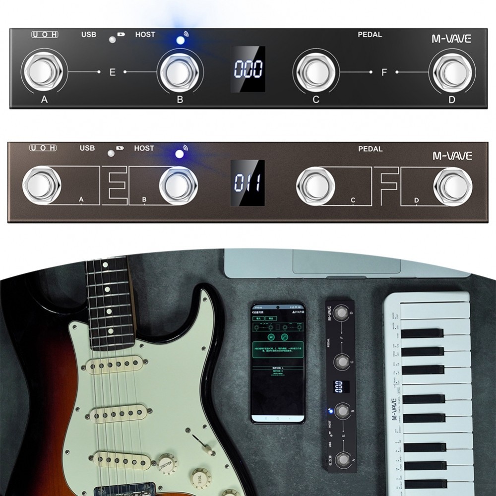 Controller MIDI Wireless M-VAVE Chocolate Plus, A Pedale Con 4 Tasti, Ricaricabile, Per PC/Mac/iOS/Android