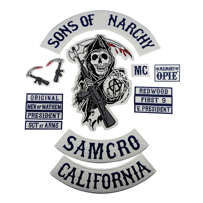 Sons of Patch Anarchy SOA Embroidery Patches Motorcycle MC Biker Rock ...