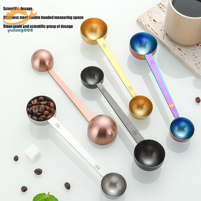 [MR] 304 ช้อนตวงสแตนเลสพร้อมที่ตักกาแฟสองหัว 15ml 30ml สําหรับ Barista ...