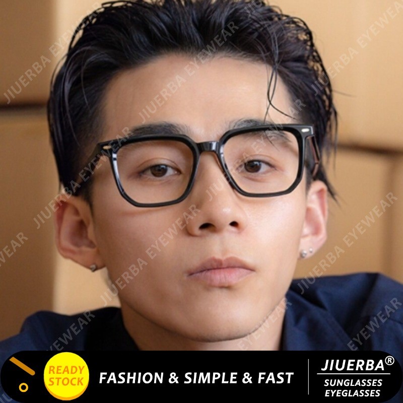 (JIUERBA) Classic Black Square Frame Rice Studded แว่นสายตาสไตล์วินเทจ ...