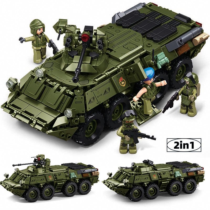 ทหารทหาร BTR80AS Infantry Fighting Vehicle Building Block Army 2-in-1 ...