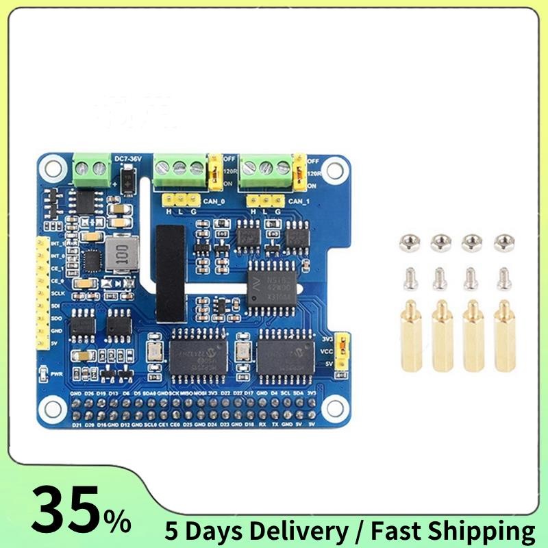 สําหรับ Raspberry Pi 2CH แยกสามารถขยายหมวก MCP2515 7-36V สําหรับ ...