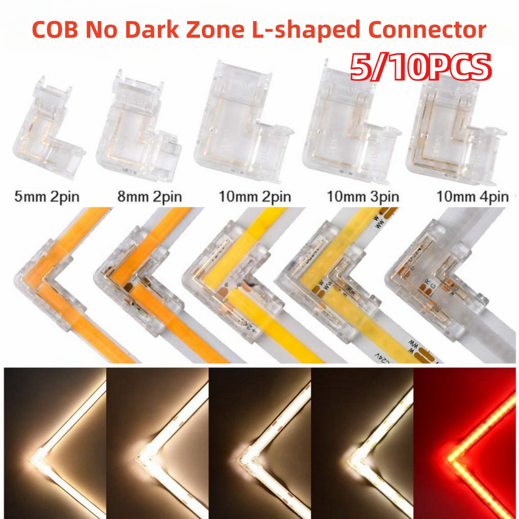5/10pcs COB LED Connectors 90 องศา L รูปร่างมุม 5/8/10 มม.Solderless ...
