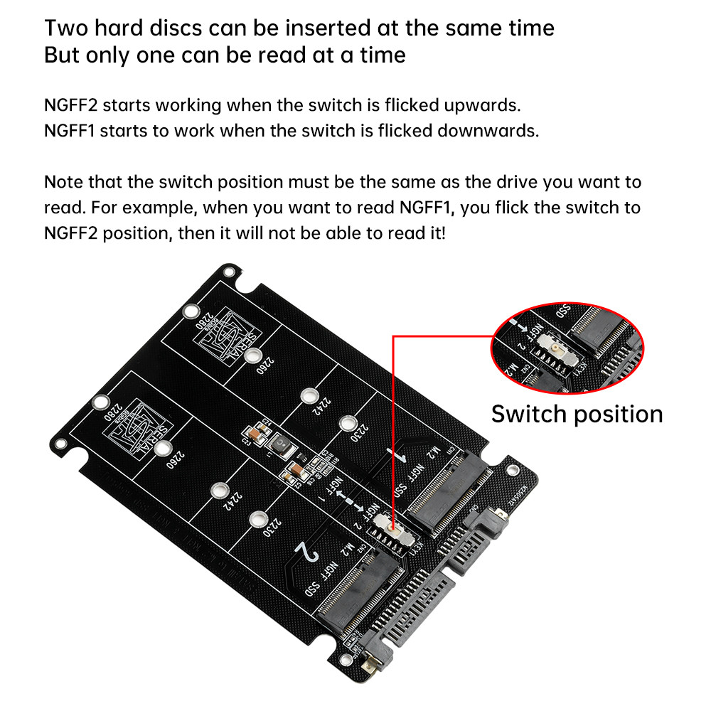 Pcbfun พอร์ตคู่ NGFF โซลิดสเตตไปยังบอร์ดอะแดปเตอร์พอร์ตอนุกรม SATA, อะ ...
