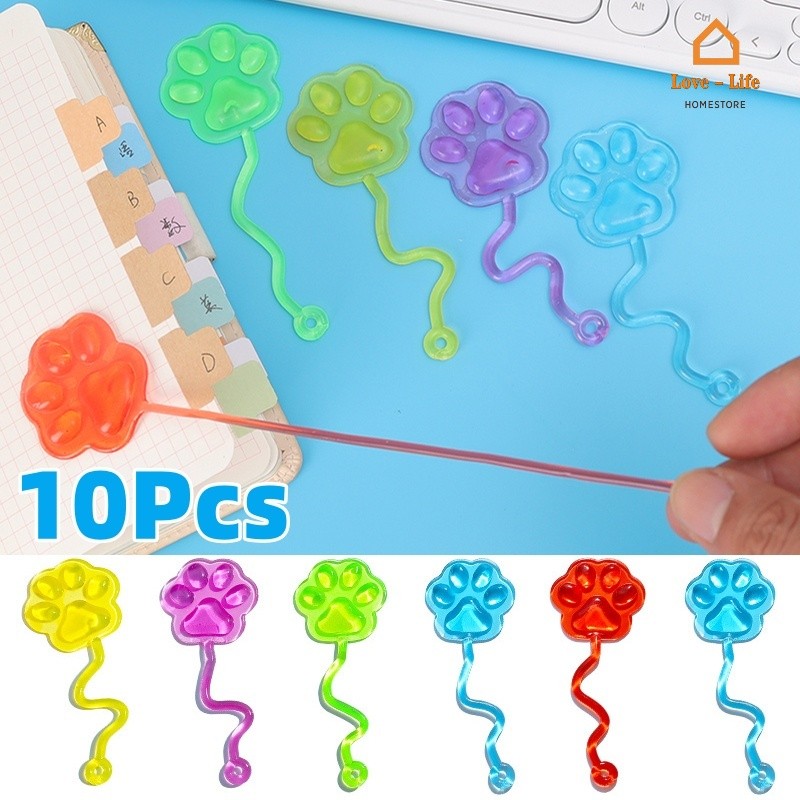 10 ชิ้น/เซ็ตแปลกสนุกหดยืดหยุ่นลูกแมว Paw ของเล่นเด็ก - Creative Sticky ...