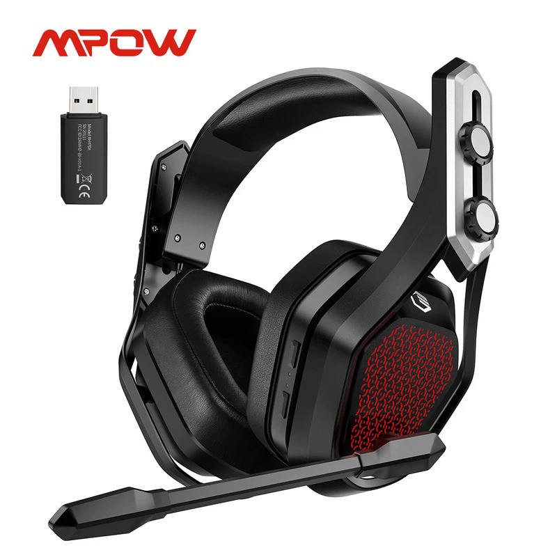 Mpow Iron Pro Wireless Gaming Headset USB/3.5mm Headphone with Noise ...