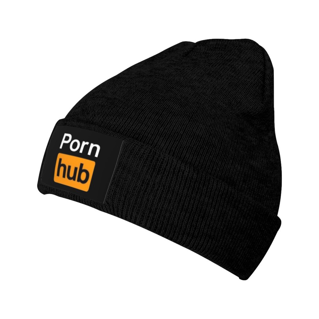 HOT Pornhub สกี Hip-Hop หมวกยืดหยุ่นที่อบอุ่น Topi Streetwear หมวกถักหมวก  Unisex Roll Up Edge หมวกอินเทรนด์