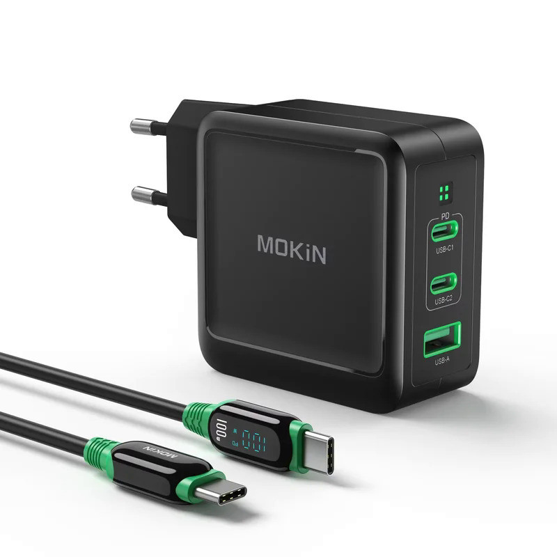 MOKiN 100W GaN Charger PD Charge Type C USB-C 3-Port Wall Charger ...