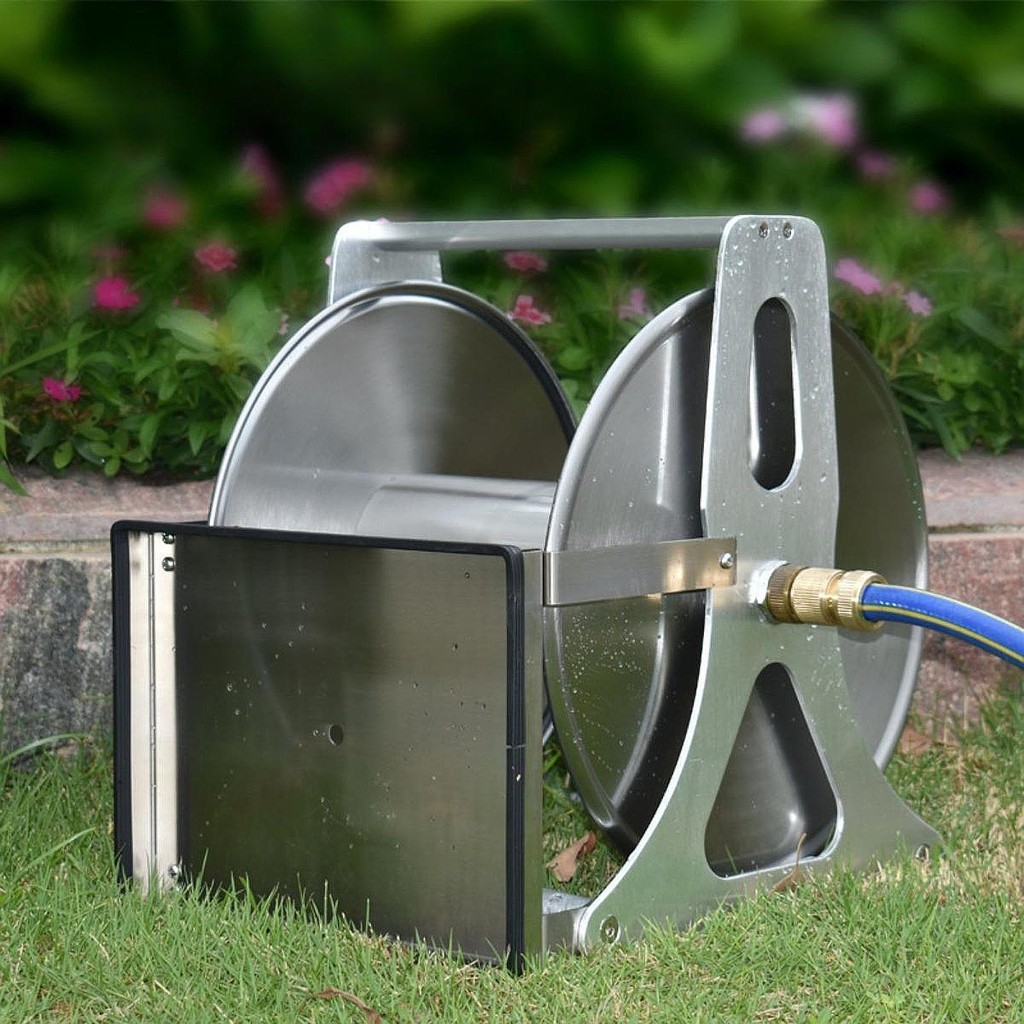 [Tachiuwa21] Wall Mount Garden Hose Reel Rack ท่อ Organizer 11.8x13 ...