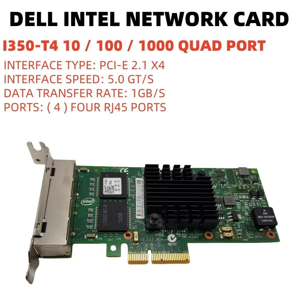INTEL I350-T4 RJ45 Ethernet Server Adapter DELL I350-T4 DELL 0T34F4 ...