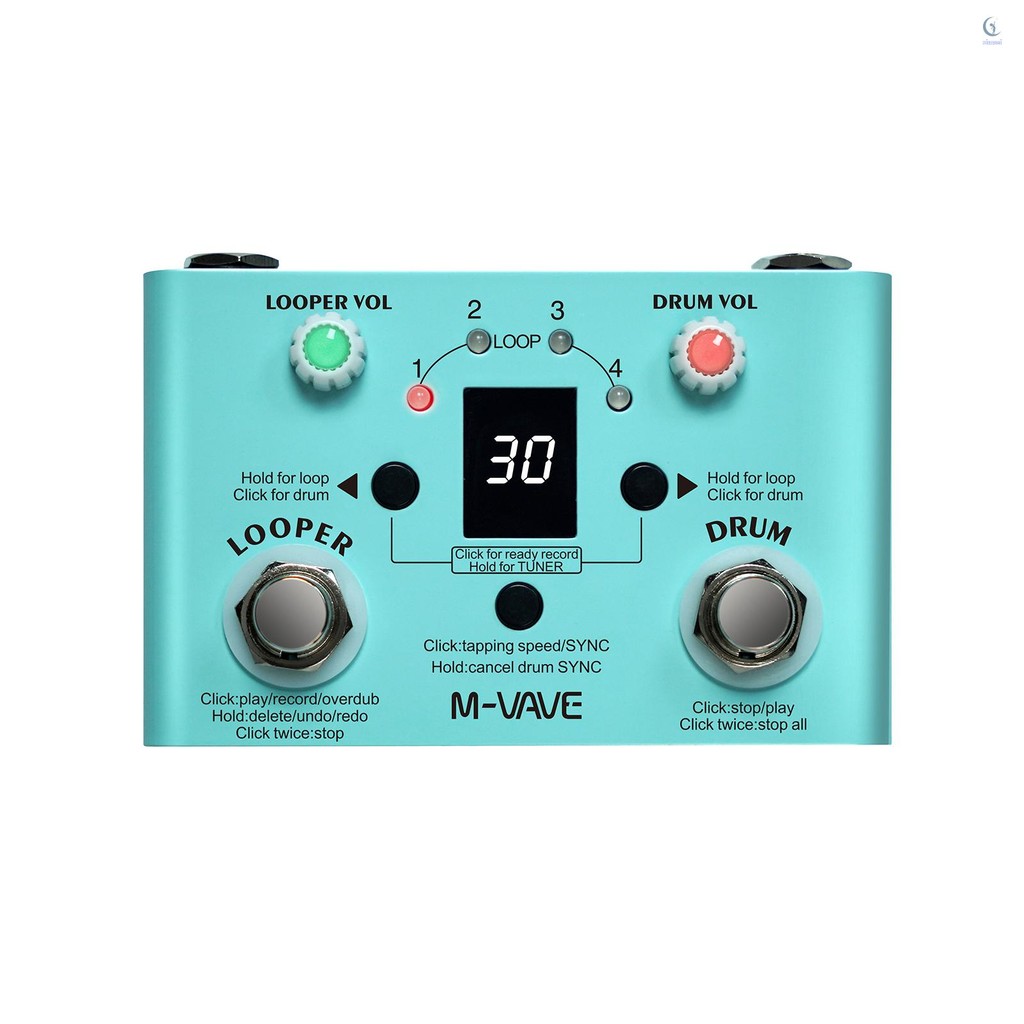 M-VAVE LOST TEMPO Effect เหยียบกลอง & Looper Effector Mini 2-in-1 ...