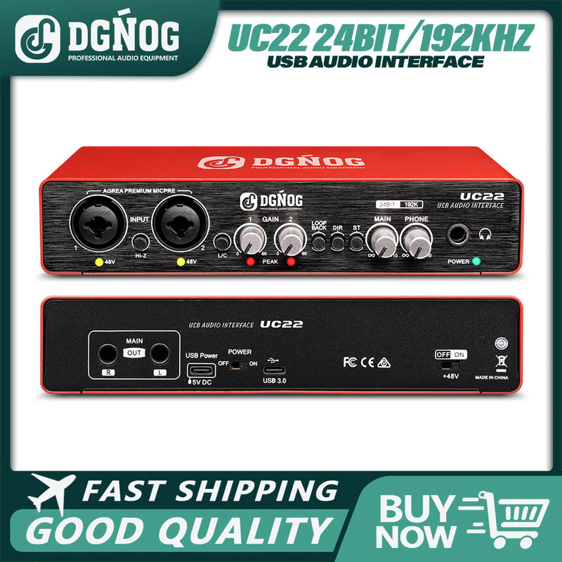 UC22 Audio Interface Sound Card 24-bit/192KHz AD Converter, Electric ...