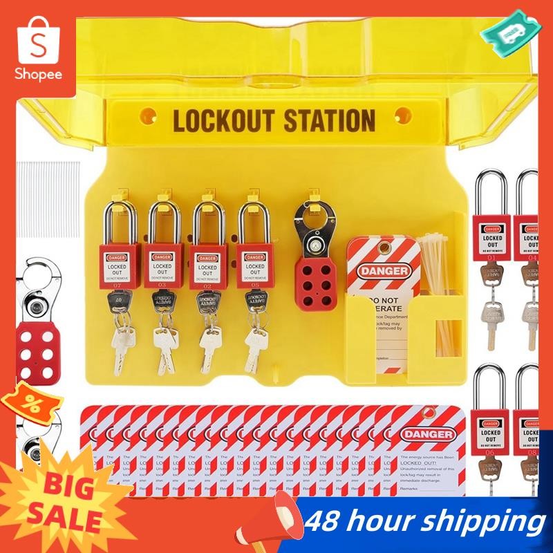 พร้อมสต็อก Lockout Tagout Station พร้อมกุญแจนิรภัย 8 ใบ 3 Hasps และ 20 ...