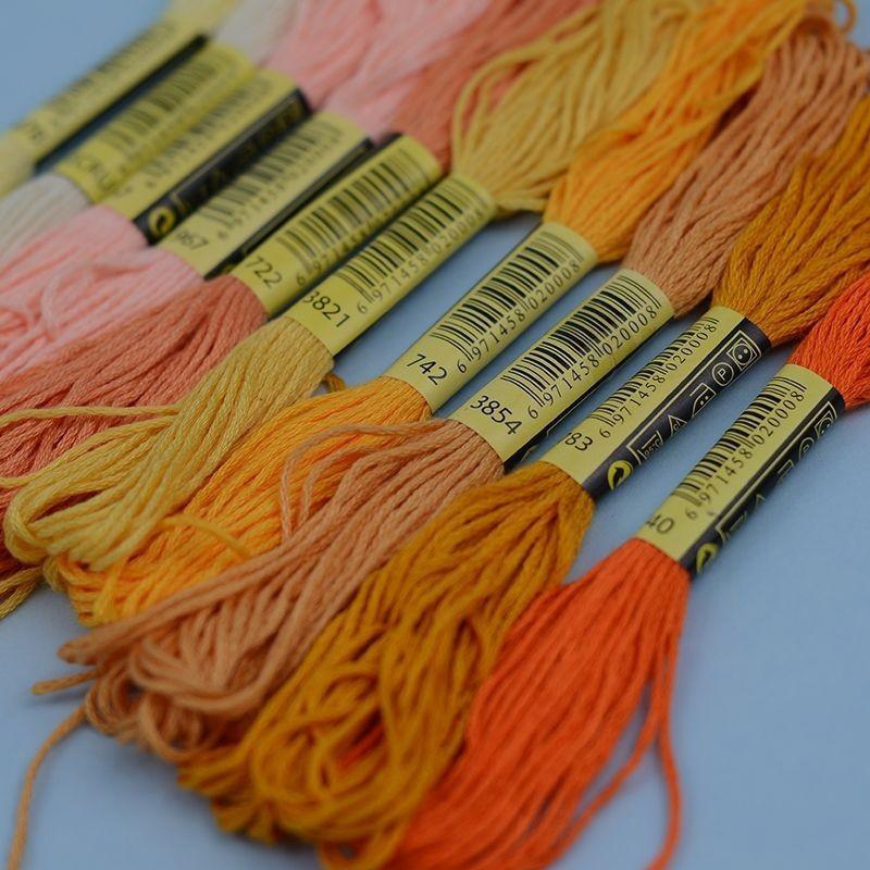 10 เส้น DMC 733 734 738 739 740 741 742 743 744 745 สีดำ เซ็ต 10 ไจ สี ...