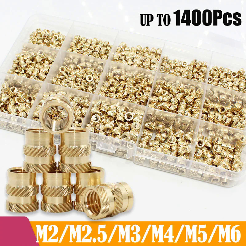M2 M3 M4 M5 M6 Brass Heat Set Insert Nut Hot Melt Knurled Threaded ...