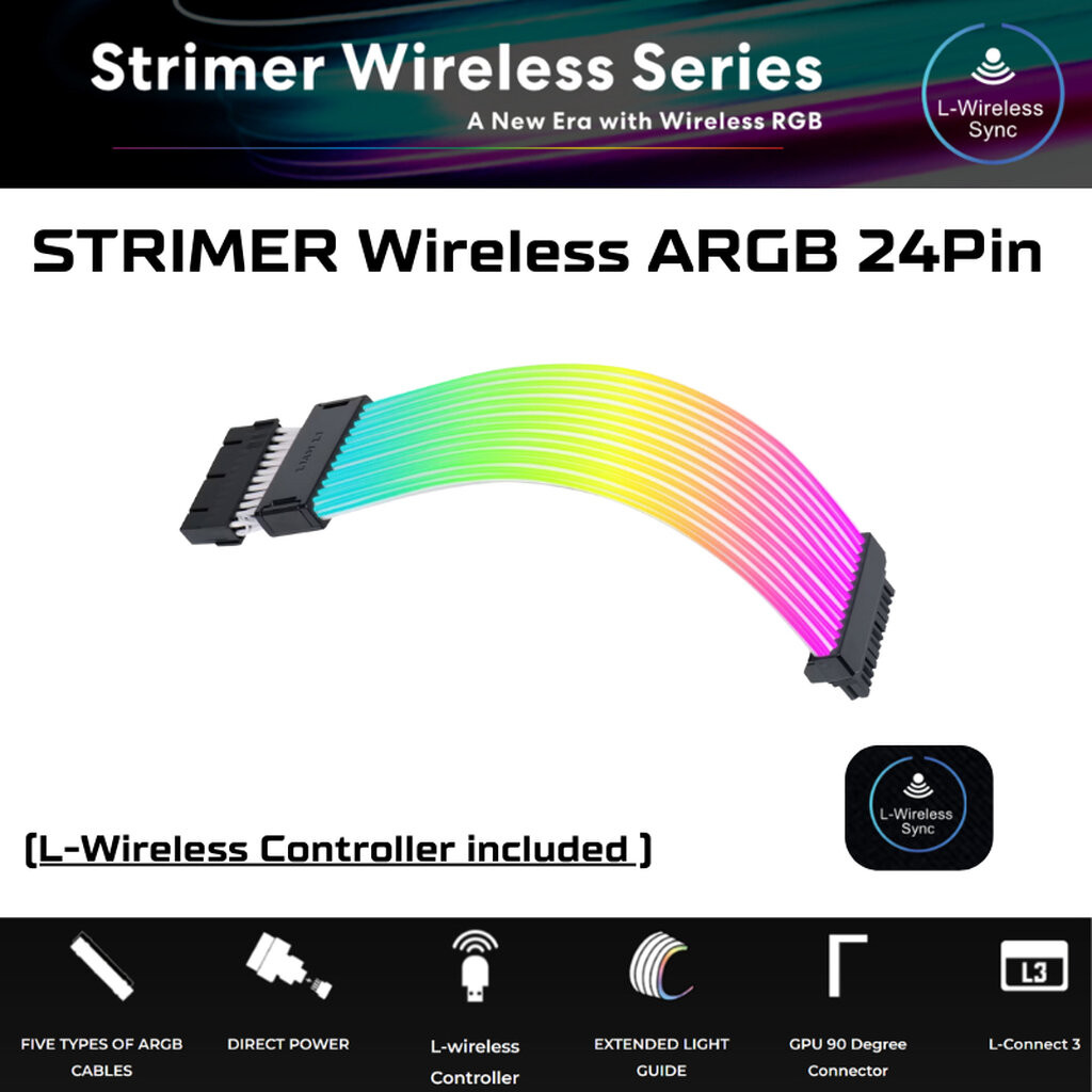 LIAN LI Strimer Wireless ARGB 24 PIN (PW24-1W-T) With L-WIreless ...
