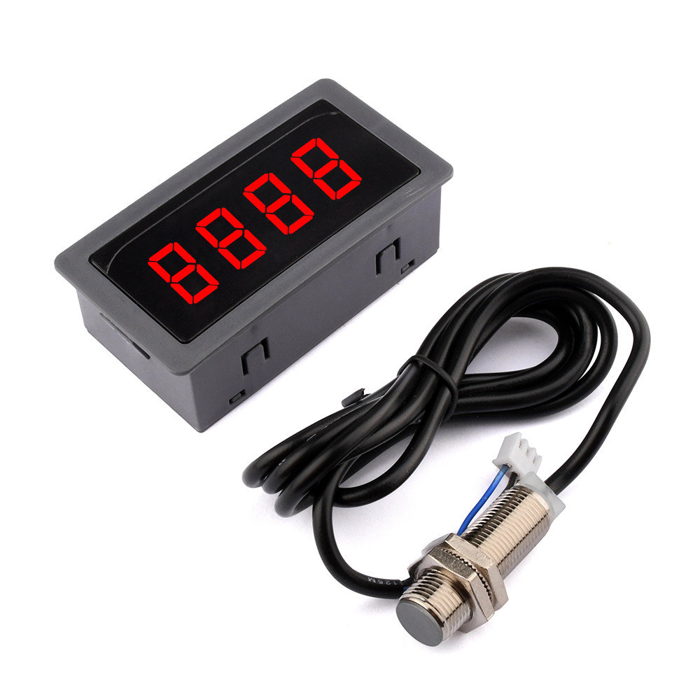 Pcbfun 4 Digital LED Tachometer RPM Gauge เครื่องวัดความเร็วพร้อม Hall ...